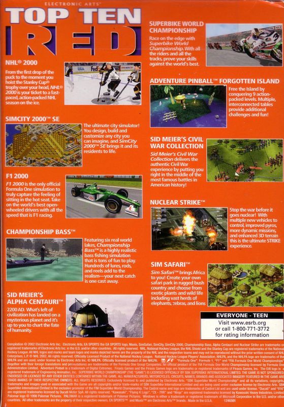 Back Cover for Electronic Arts Top Ten: Red (Windows)