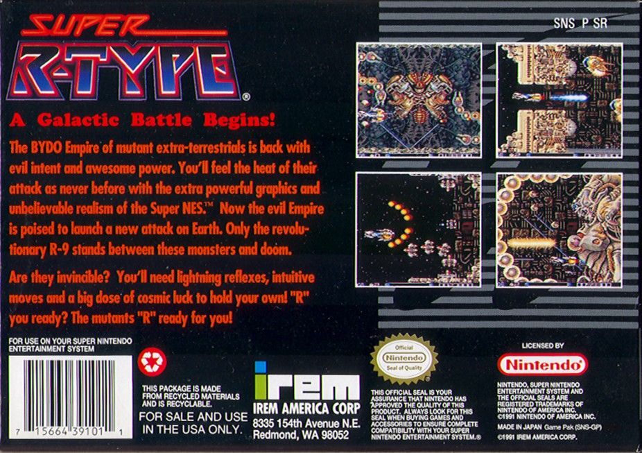 Back Cover for Super R-Type (SNES)