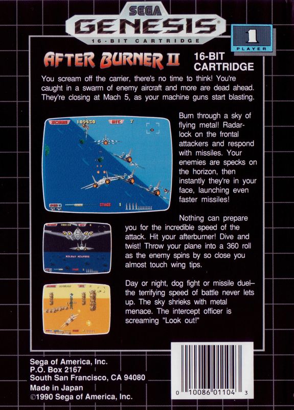 Back Cover for After Burner II (Genesis)