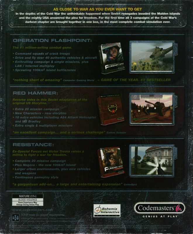 Back Cover for Operation Flashpoint: Game of the Year Edition (Windows)