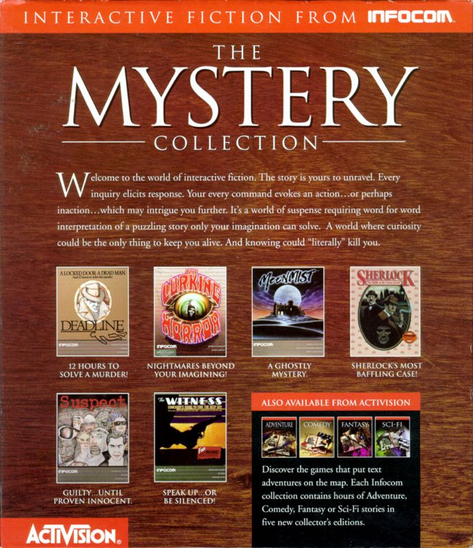 Back Cover for The Mystery Collection (DOS and Macintosh)