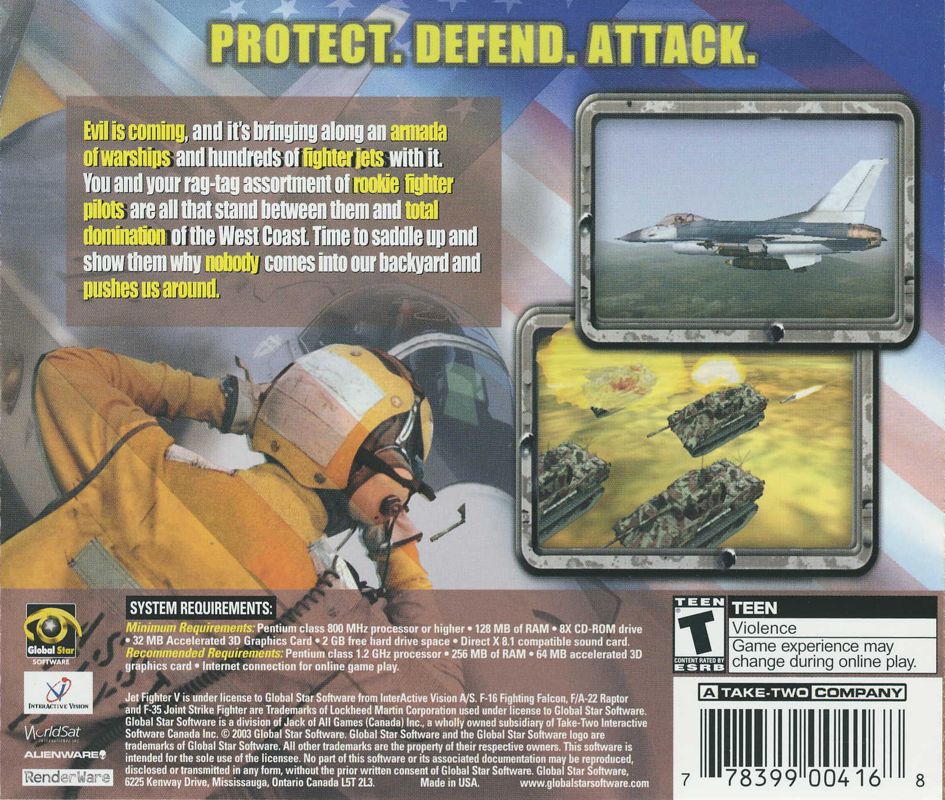 Back Cover for JetFighter V: Homeland Protector (Windows)