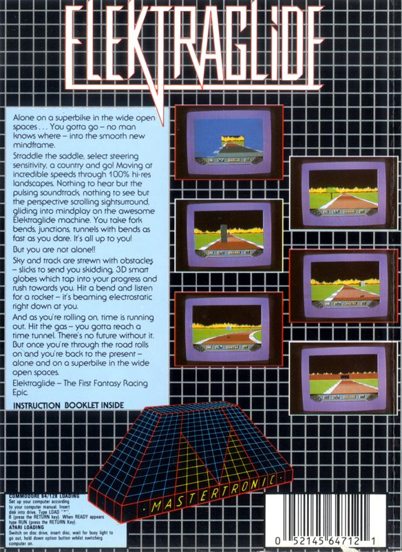 Back Cover for Elektraglide (Atari 8-bit and Commodore 64)