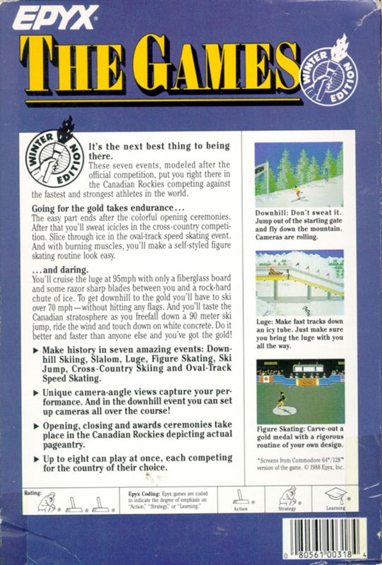 Back Cover for The Games: Winter Edition (Commodore 64)