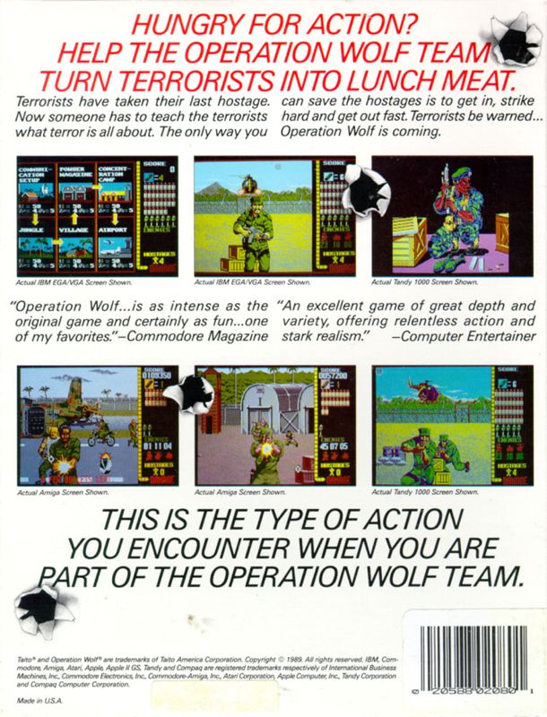 Back Cover for Operation Wolf (Commodore 64)