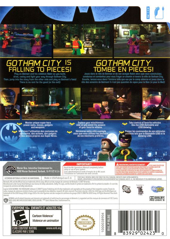 Back Cover for LEGO Batman: The Videogame (Wii)