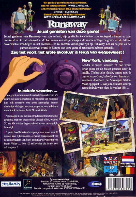 Back Cover for Runaway: A Road Adventure (Windows)