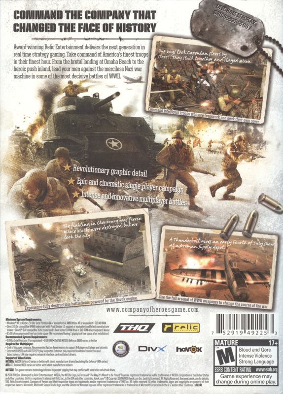 Back Cover for Company of Heroes (Windows)