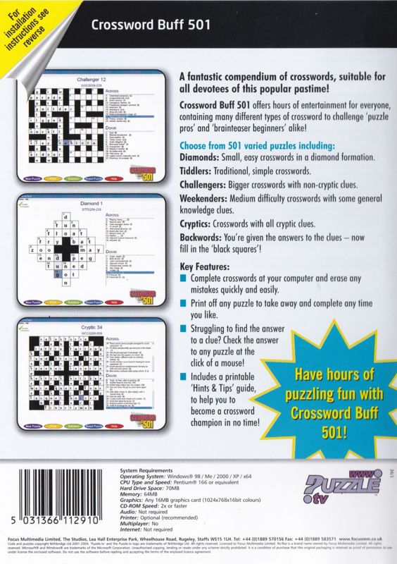 Crossword Buff 501 cover or packaging material MobyGames