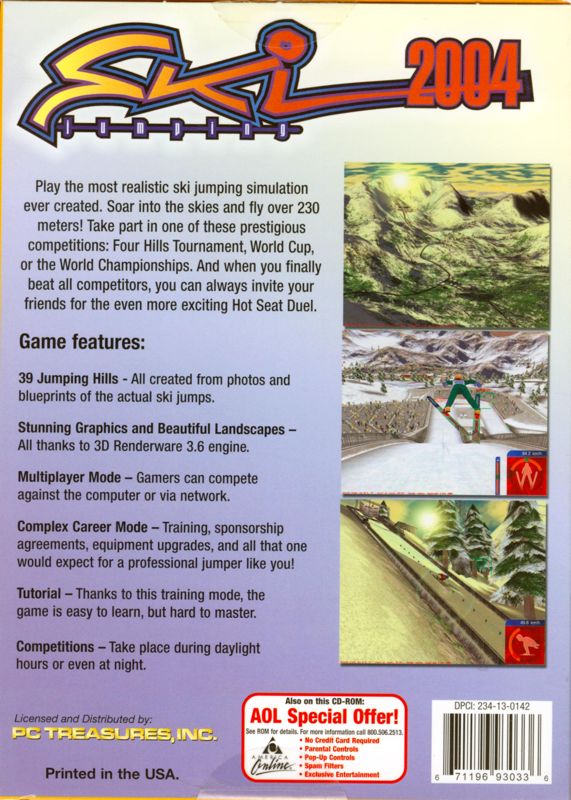 Back Cover for Ski Jumping 2004 (Windows) (PC Treasures, Inc. release)