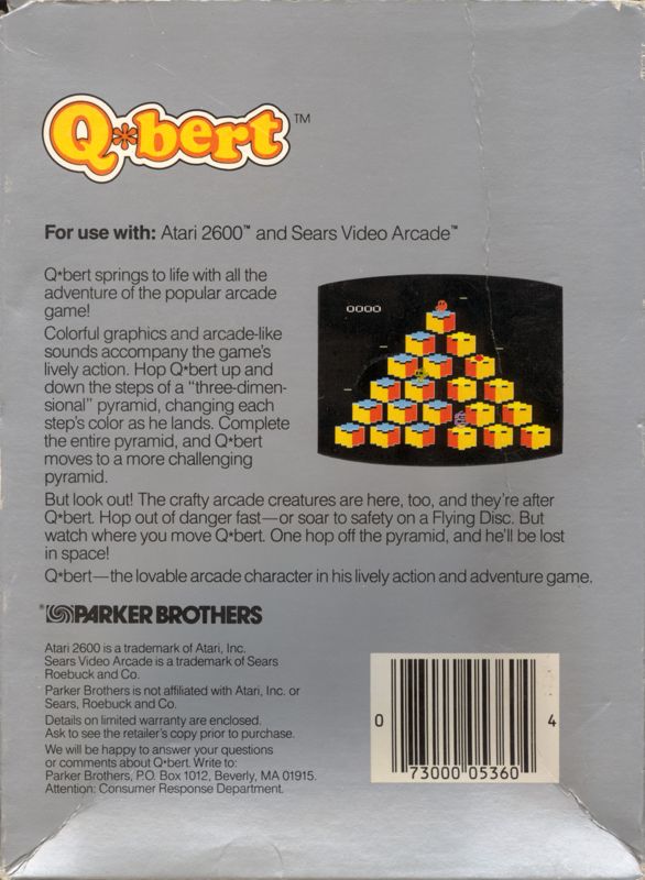 Back Cover for Q*bert (Atari 2600) (1983 release)