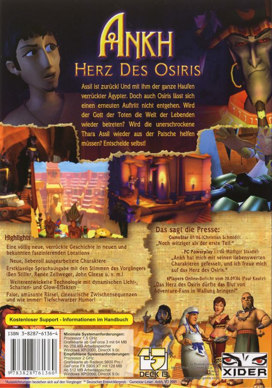 Other for Ankh: Heart of Osiris (Windows): Keep Case - Back