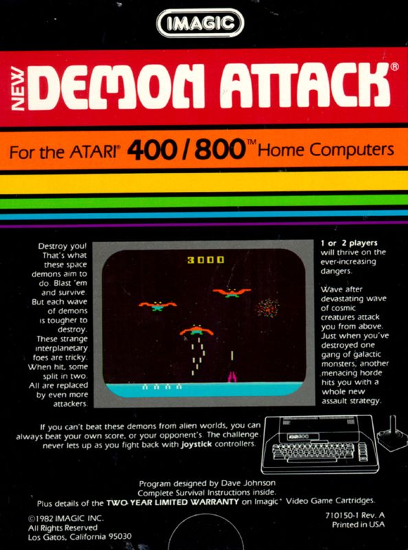 Back Cover for Demon Attack (Atari 8-bit)