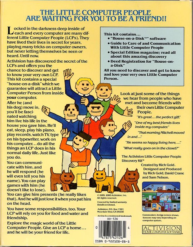 Back Cover for Little Computer People (Commodore 64)