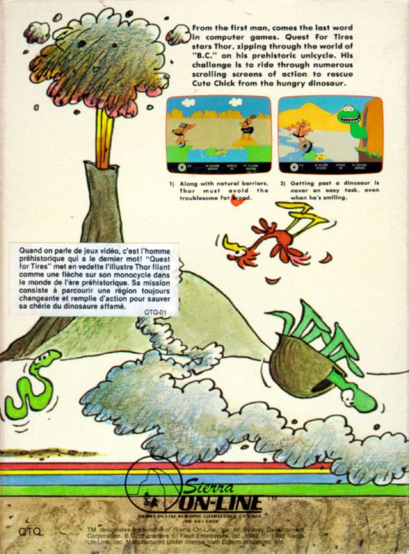 Back Cover for BC's Quest for Tires (Atari 8-bit) (Cartridge version.)