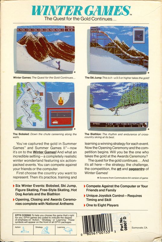 Back Cover for Winter Games (Commodore 64)