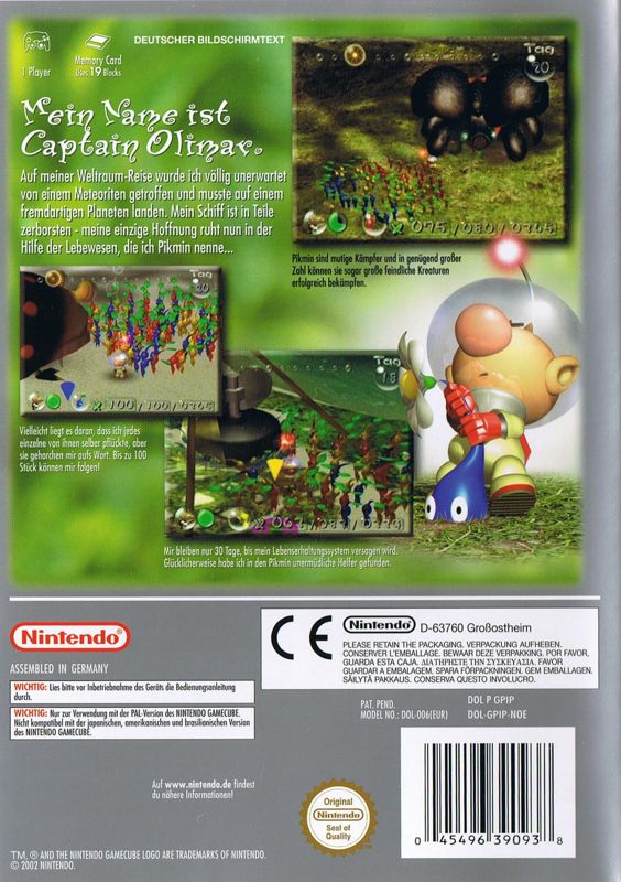 Back Cover for Pikmin (GameCube) (Player's Choice)