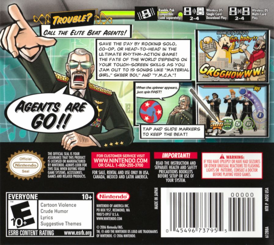 Back Cover for Elite Beat Agents (Nintendo DS)