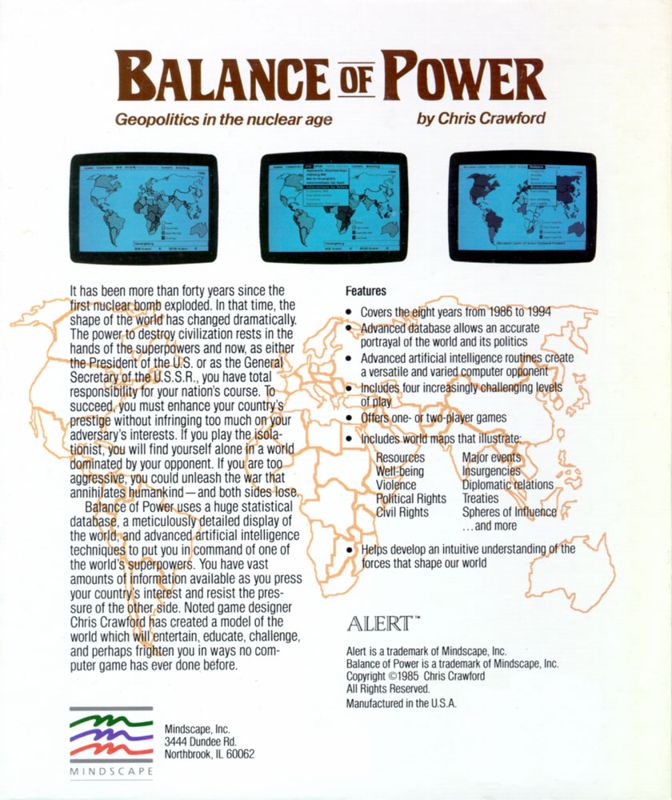 Back Cover for Balance of Power (Macintosh)