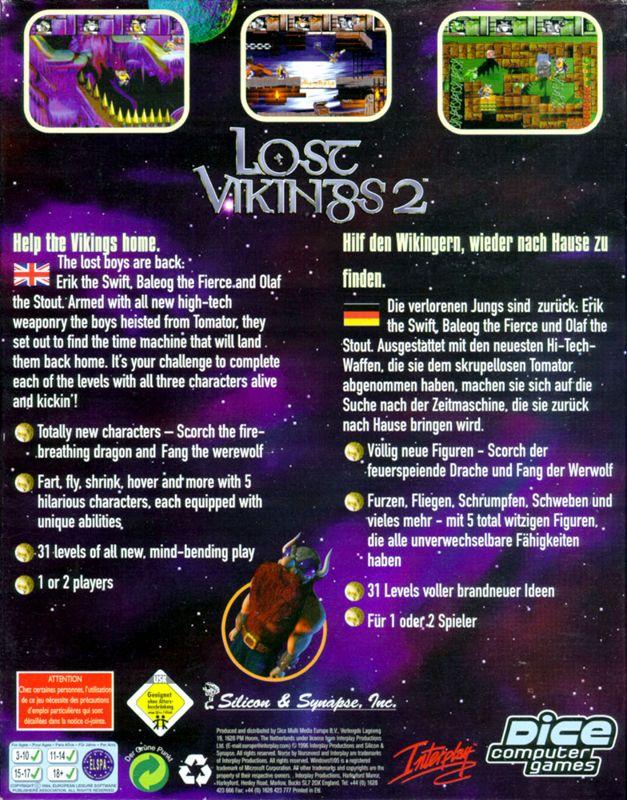 Back Cover for Norse by Norse West: The Return of the Lost Vikings (Windows)