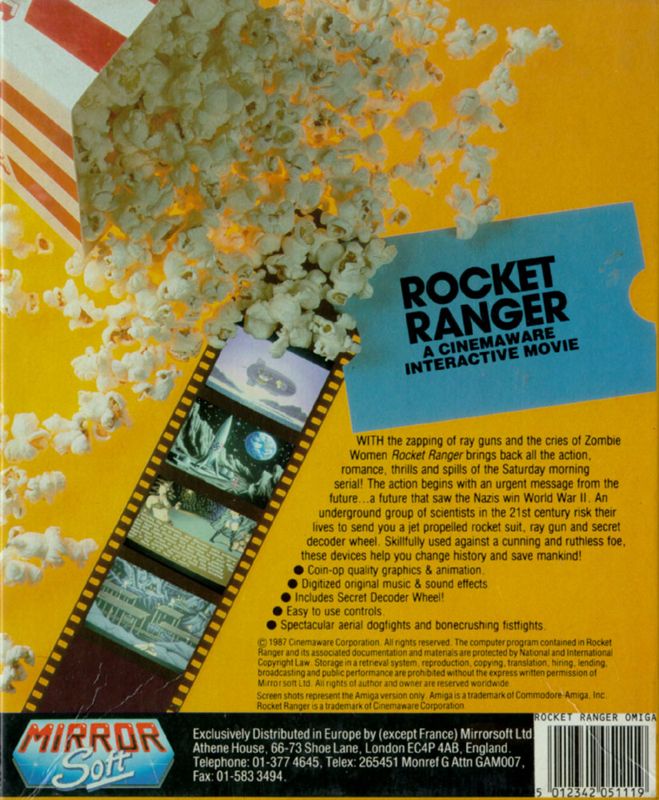 Back Cover for Rocket Ranger (Amiga)