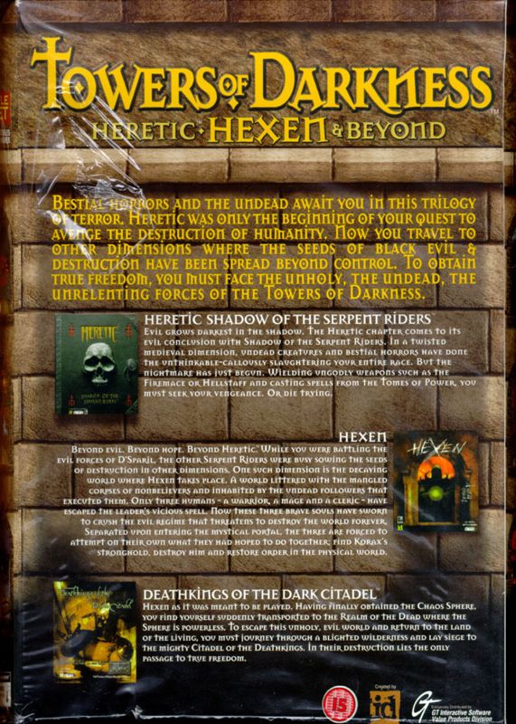 Back Cover for Towers of Darkness: Heretic, Hexen & Beyond (DOS)