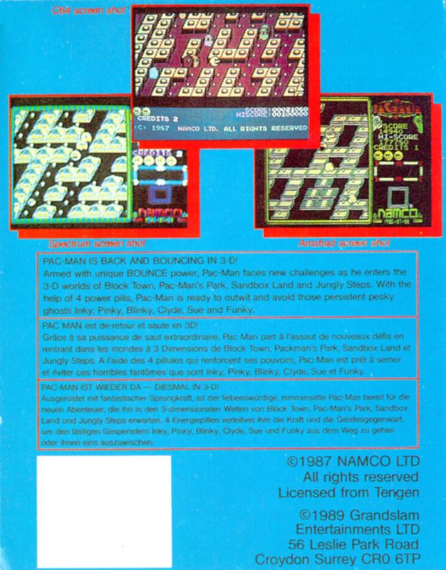 Back Cover for Pac-Mania (Amiga)