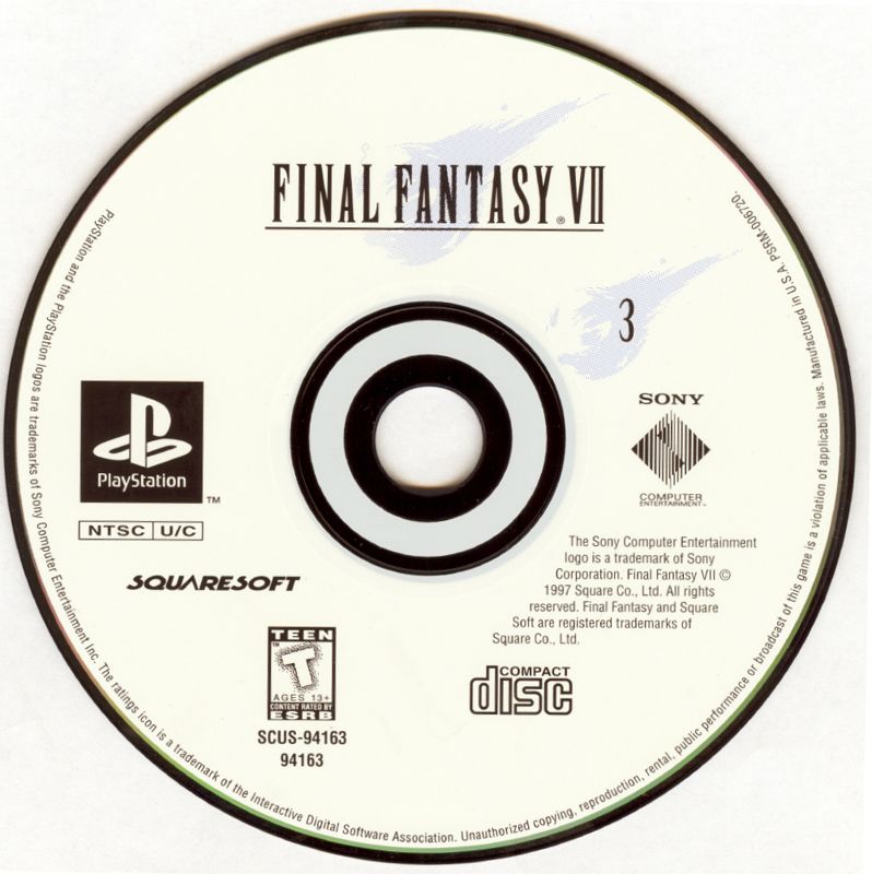 Media for Final Fantasy VII (PlayStation): Disc 3