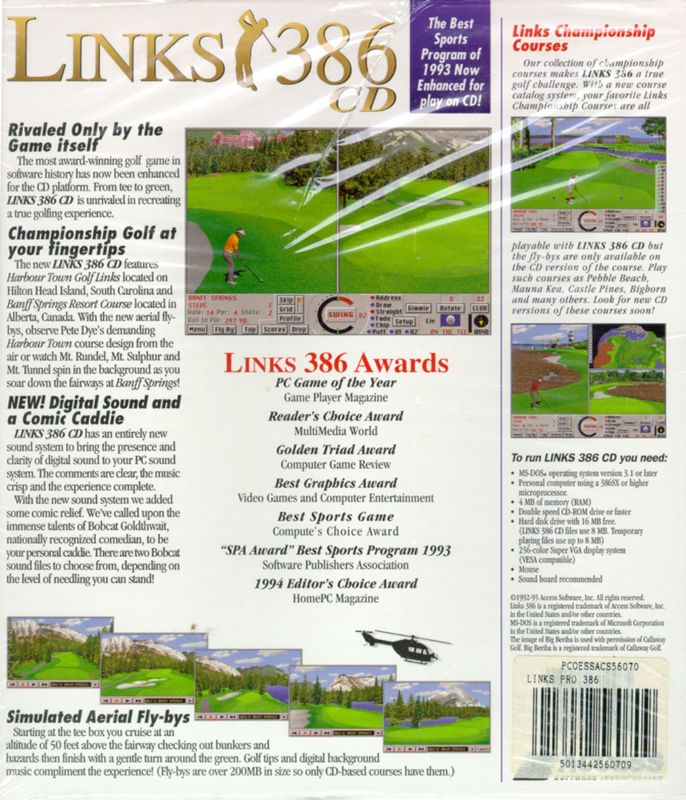 Back Cover for Links 386 CD (DOS)