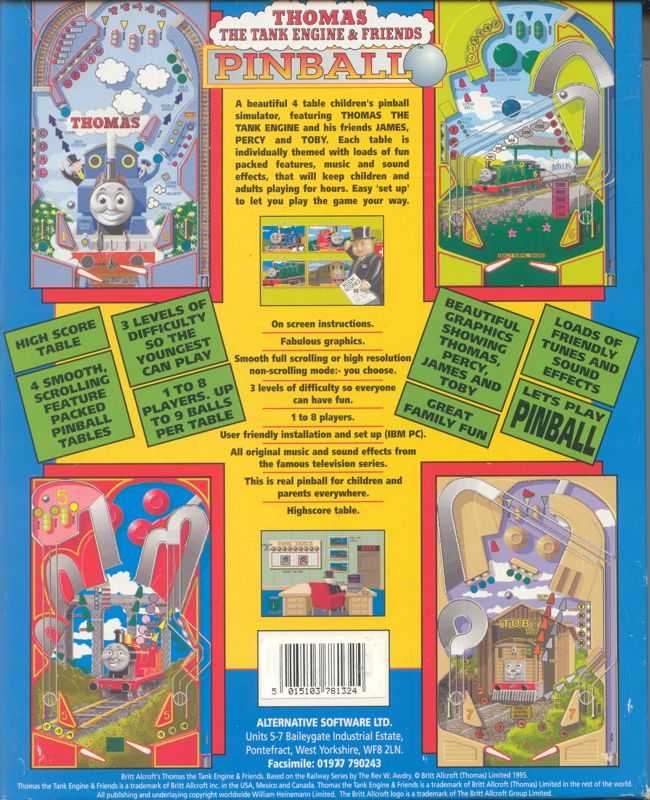 Back Cover for Thomas the Tank Engine and Friends Pinball (Amiga)