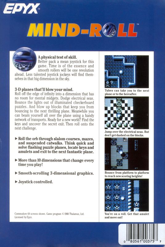 Back Cover for Mind-Roll (Commodore 64)