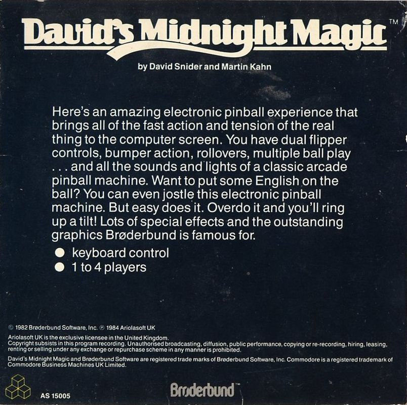 Back Cover for David's Midnight Magic (Commodore 64)