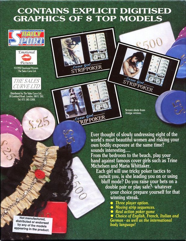 Back Cover for Cover Girl Strip Poker (Commodore 64)