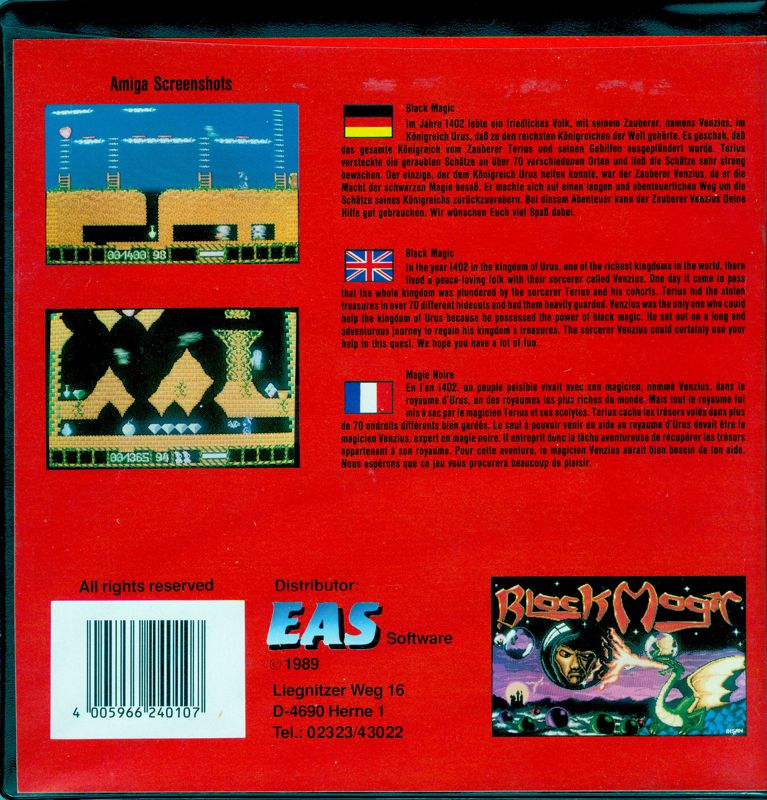 Back Cover for Black Magic (Amiga)