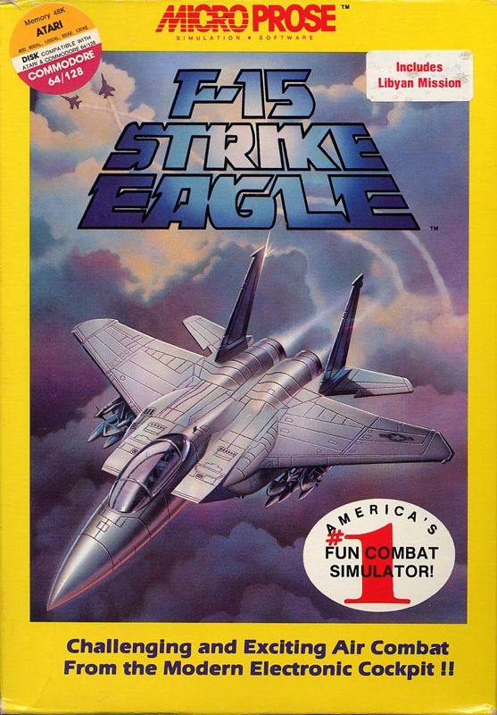 Front Cover for F-15 Strike Eagle (Atari 8-bit and Commodore 64) (First release in soft cardboard box)