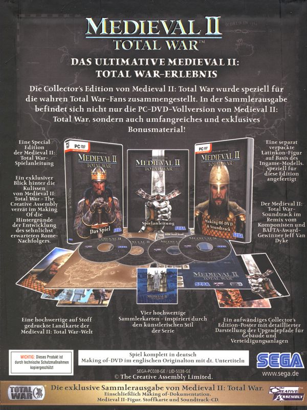 Back Cover for Medieval II: Total War (Collector's Edition) (Windows) (Cuboid Slipbox)