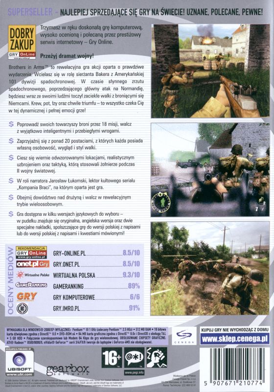 Other for Brothers in Arms: Road to Hill 30 (Windows) (Super$eller release): Keep Case - Back