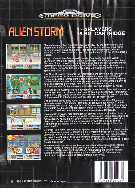 Back Cover for Alien Storm (Genesis)