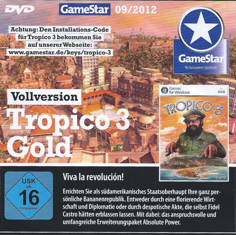Front Cover for Tropico 3: Gold Edition (Windows) (GameStar 09/2012 covermount)