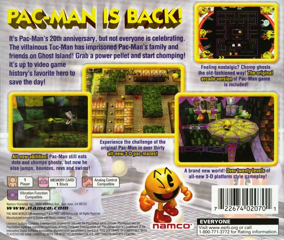 PacMan World 20th Anniversary cover or packaging material MobyGames