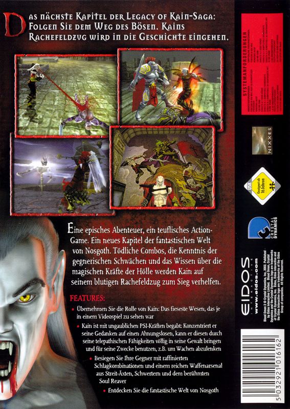 Back Cover for The Legacy of Kain Series: Blood Omen 2 (Windows)