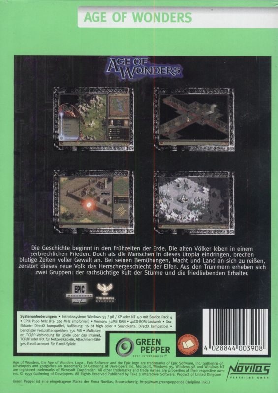 Back Cover for Age of Wonders (Windows) (Green Pepper release (#152))
