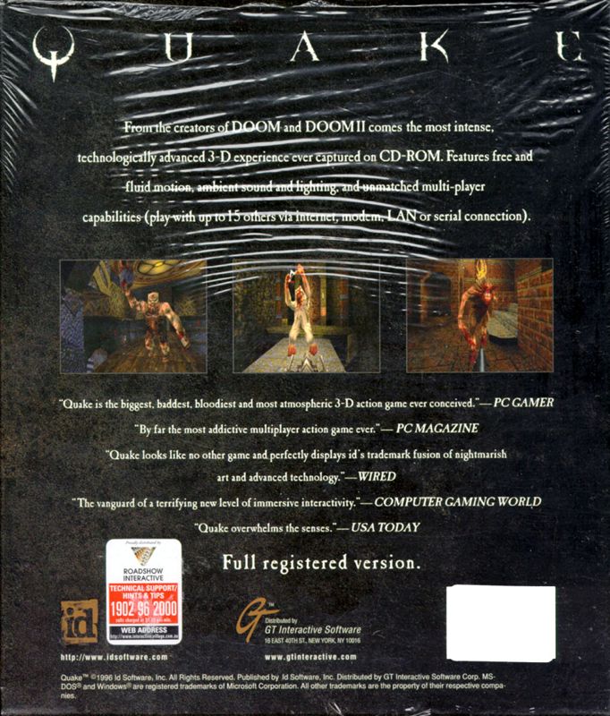 Back Cover for Quake (DOS) (First release with Digipak)