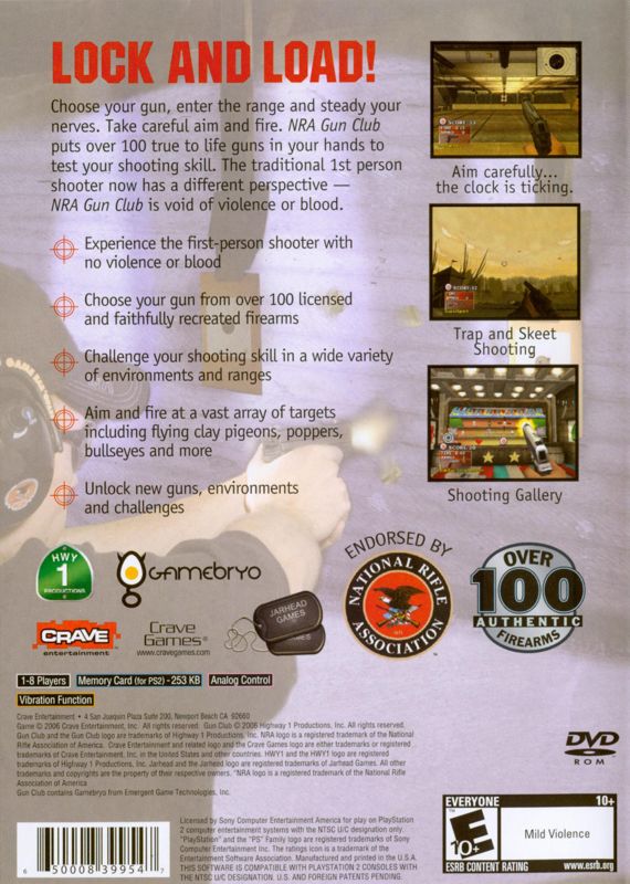 Back Cover for NRA Gun Club (PlayStation 2)