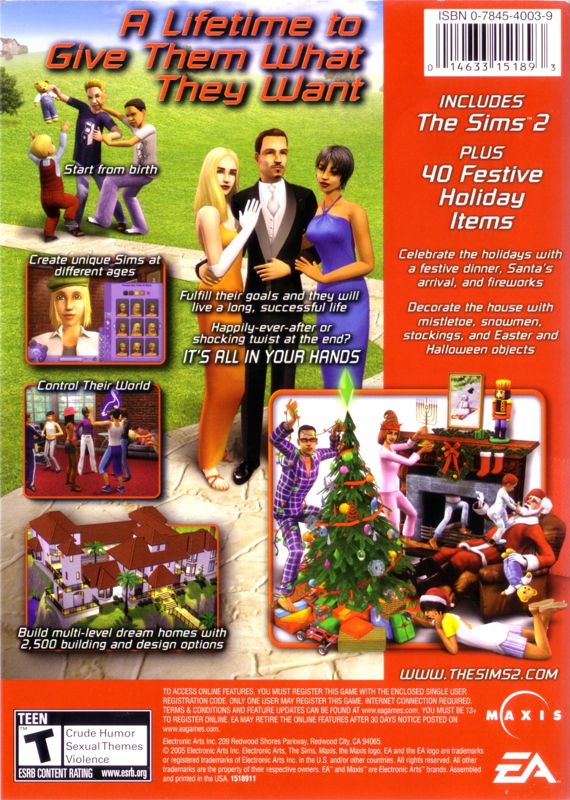 Back Cover for The Sims 2: Holiday Edition (Windows)
