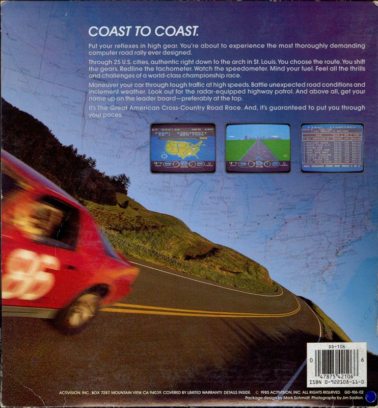 Back Cover for The Great American Cross-Country Road Race (Commodore 64)