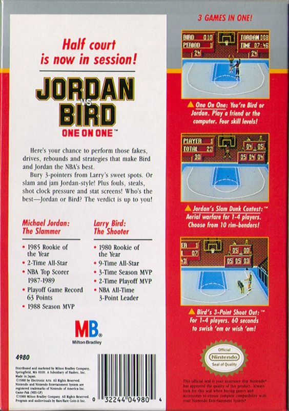 Back Cover for Jordan vs Bird: One on One (NES)