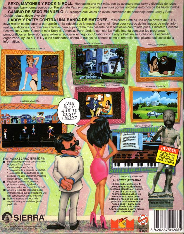 Back Cover for Leisure Suit Larry 5: Passionate Patti Does a Little Undercover Work (DOS)