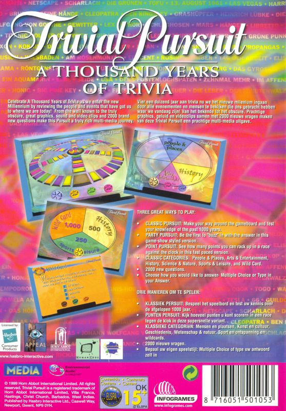 Back Cover for Trivial Pursuit: Millennium Edition (Windows)