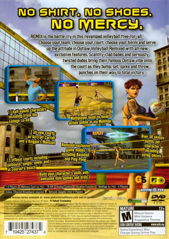 Back Cover for Outlaw Volleyball: Remixed (PlayStation 2)